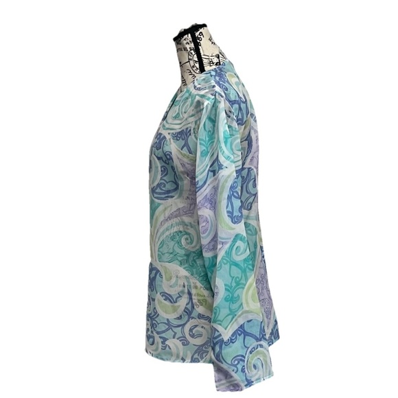 Vtg Retro Y2k Metro style Paisley Sheer Tunic Blouse Hippie Boho Peasent Fairy - Picture 3 of 8